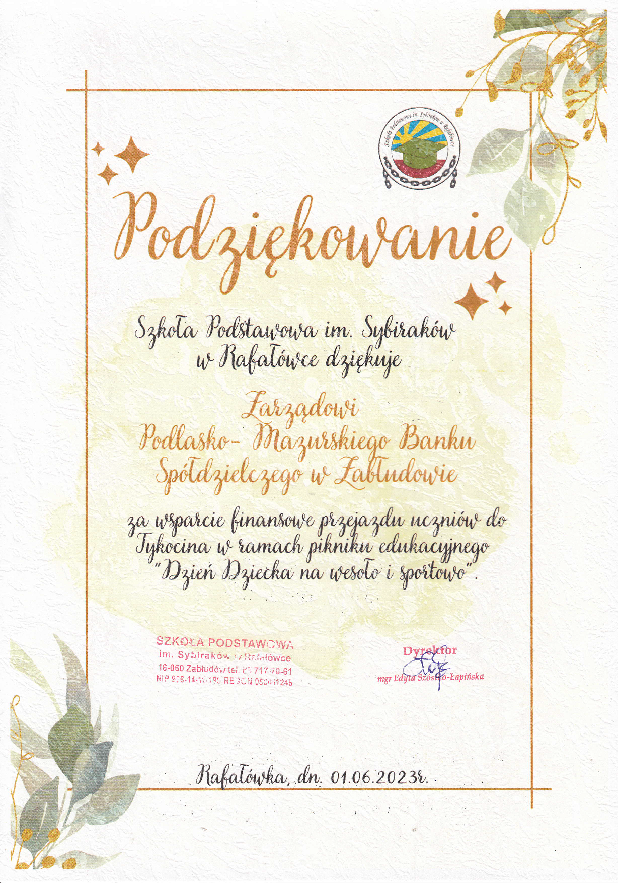 SP Rafawka Podzikowanie